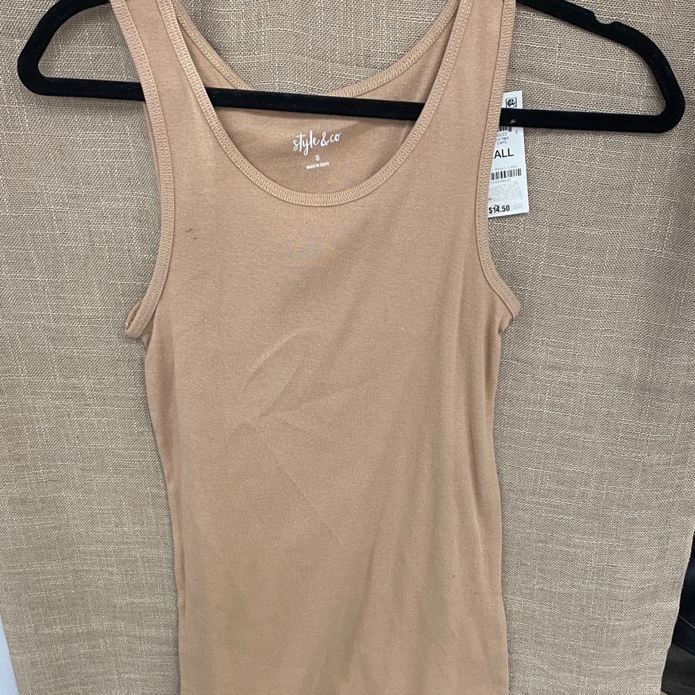 Style & Co. Neutral Beige Scoop Neck Tank Top - Women's